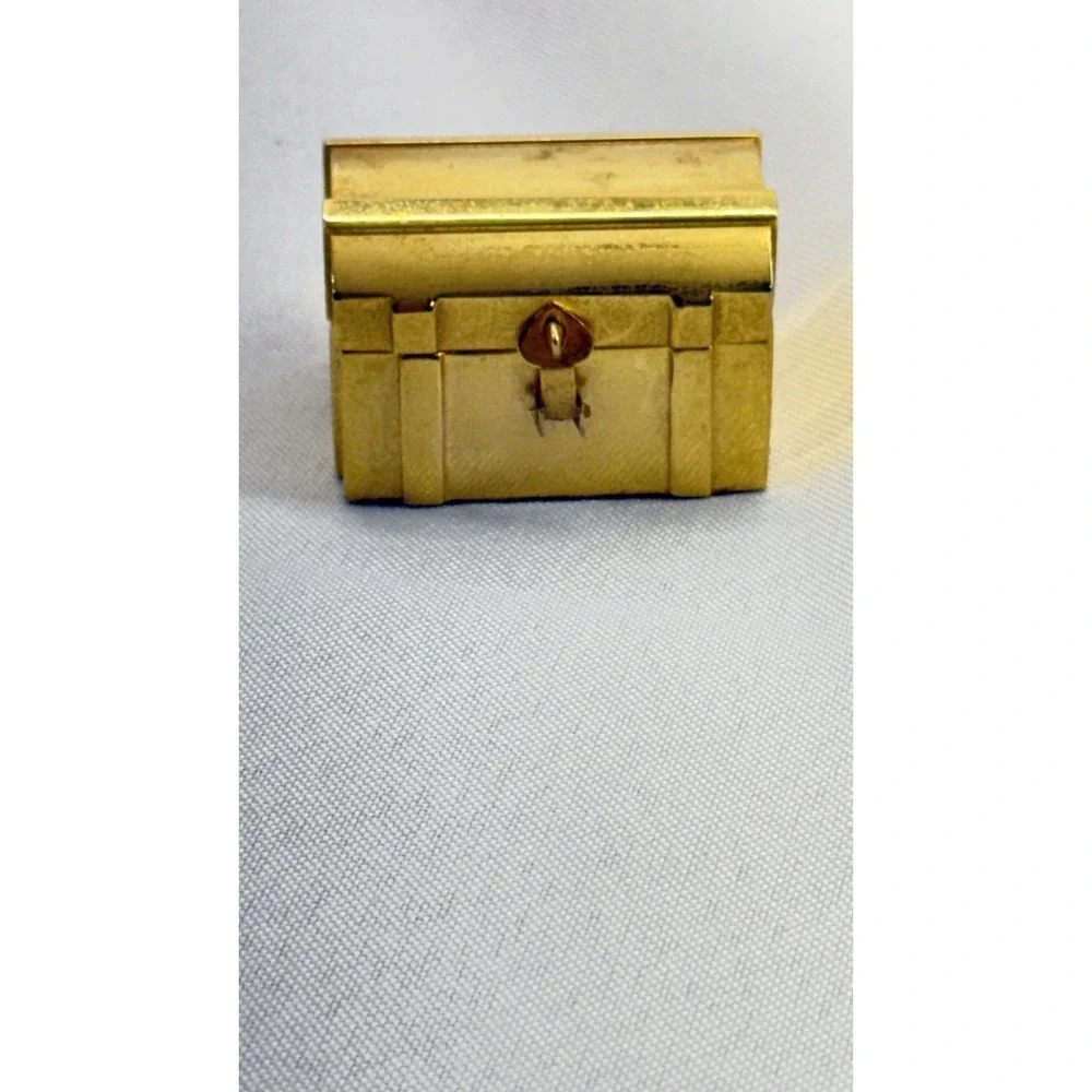 Bulova Brass Miniature Treasure‎ Chest Nautical Desk Clock Compass